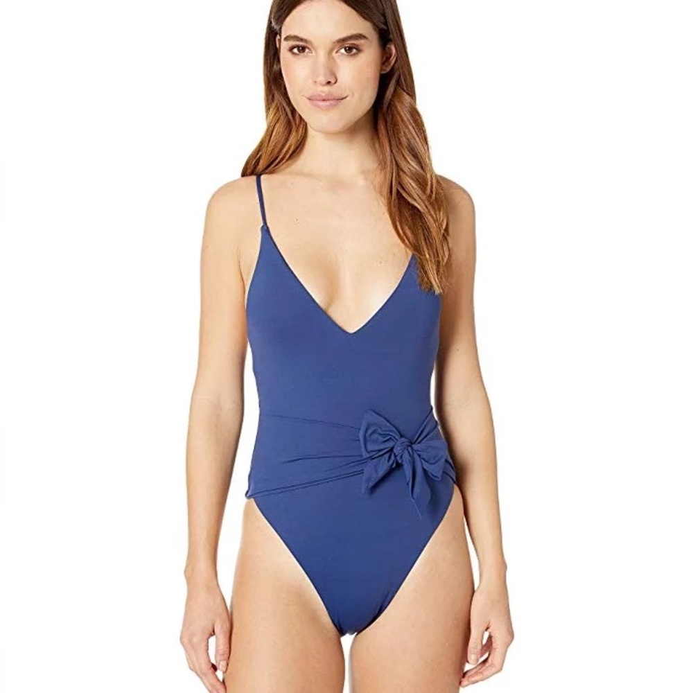 Isabella Rose Blue Women's Swimsuit High Cut One Piece Spaghetti Strap